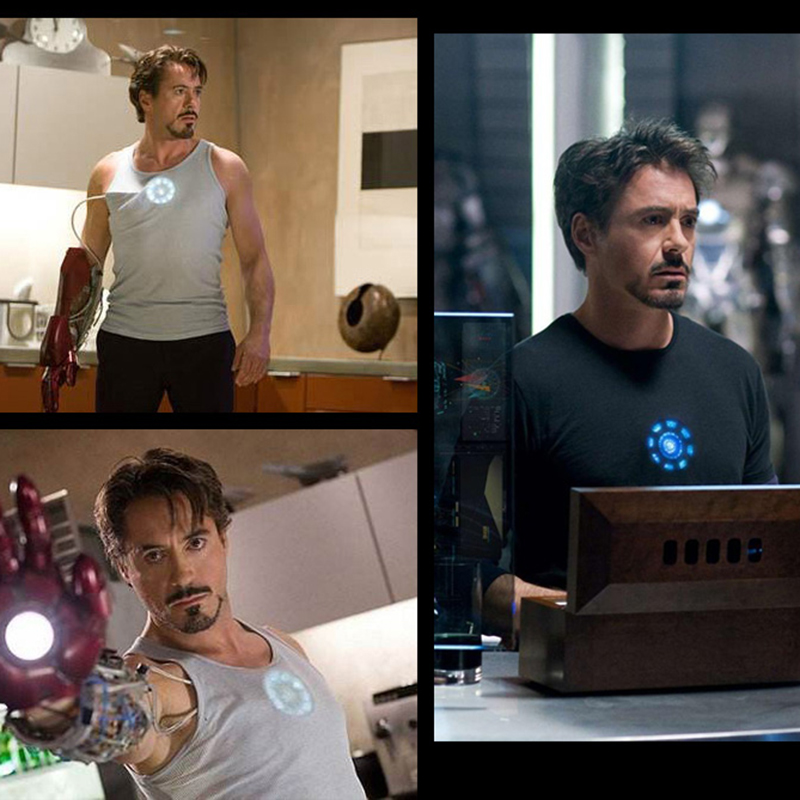 Iron Man Clothes Glowing Reactor Short-sleeved LED T-shirt